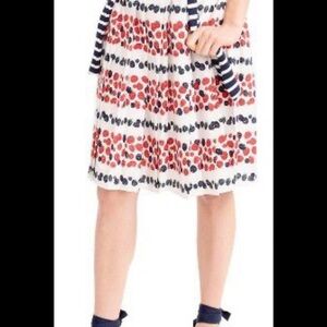J. Crew A-Line Skirt - Red, Black, and White Berries Pleated 00